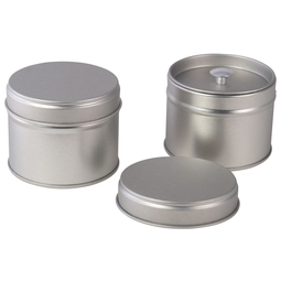 Our bestsellers: Mini Doppeldeckeldose für Tee. Runde Stülpdeckeldose, aus Weißblech, mit Innendeckel.